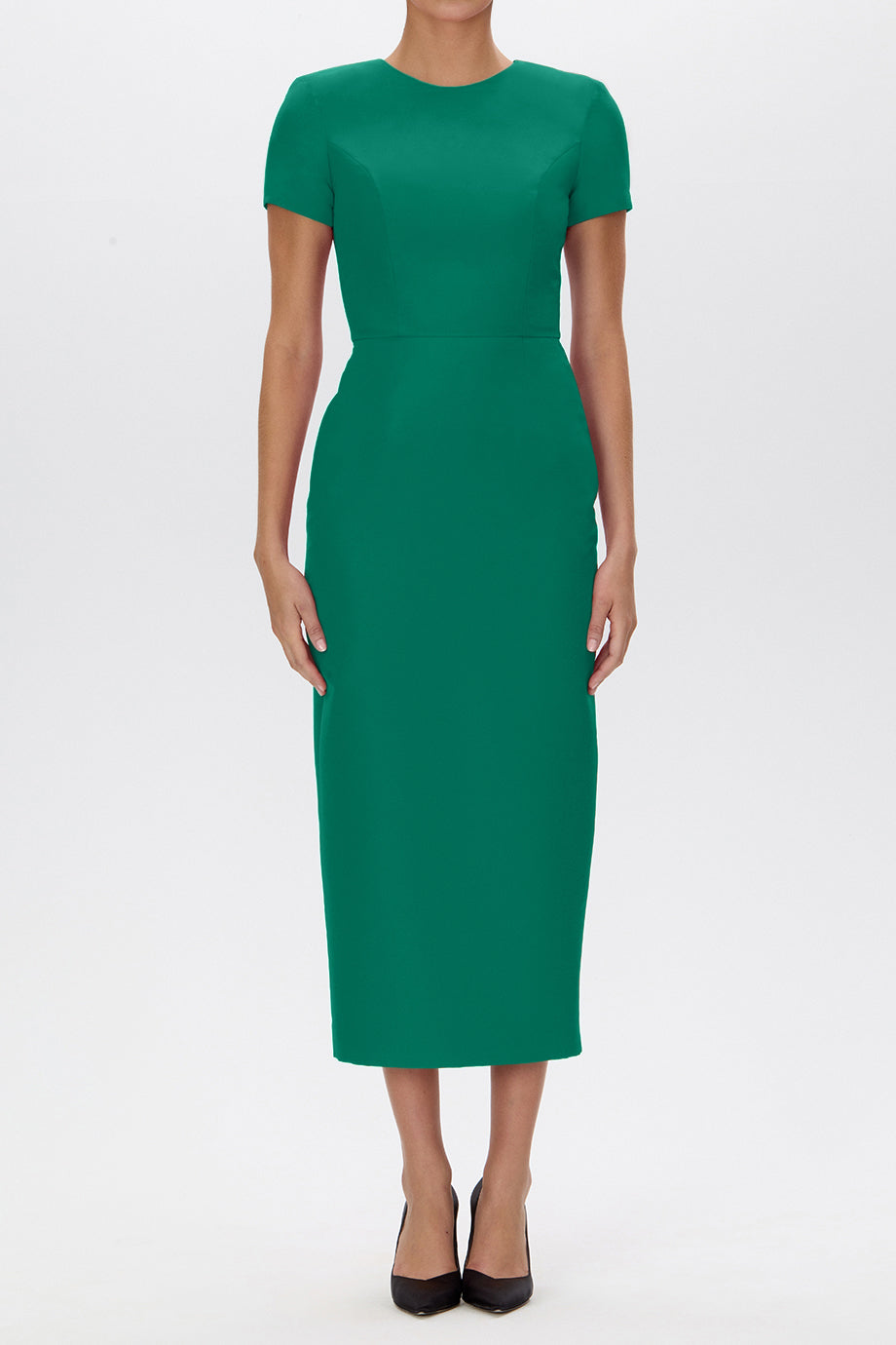 Claudia Silk Faille Midi Dress with Bow Belt