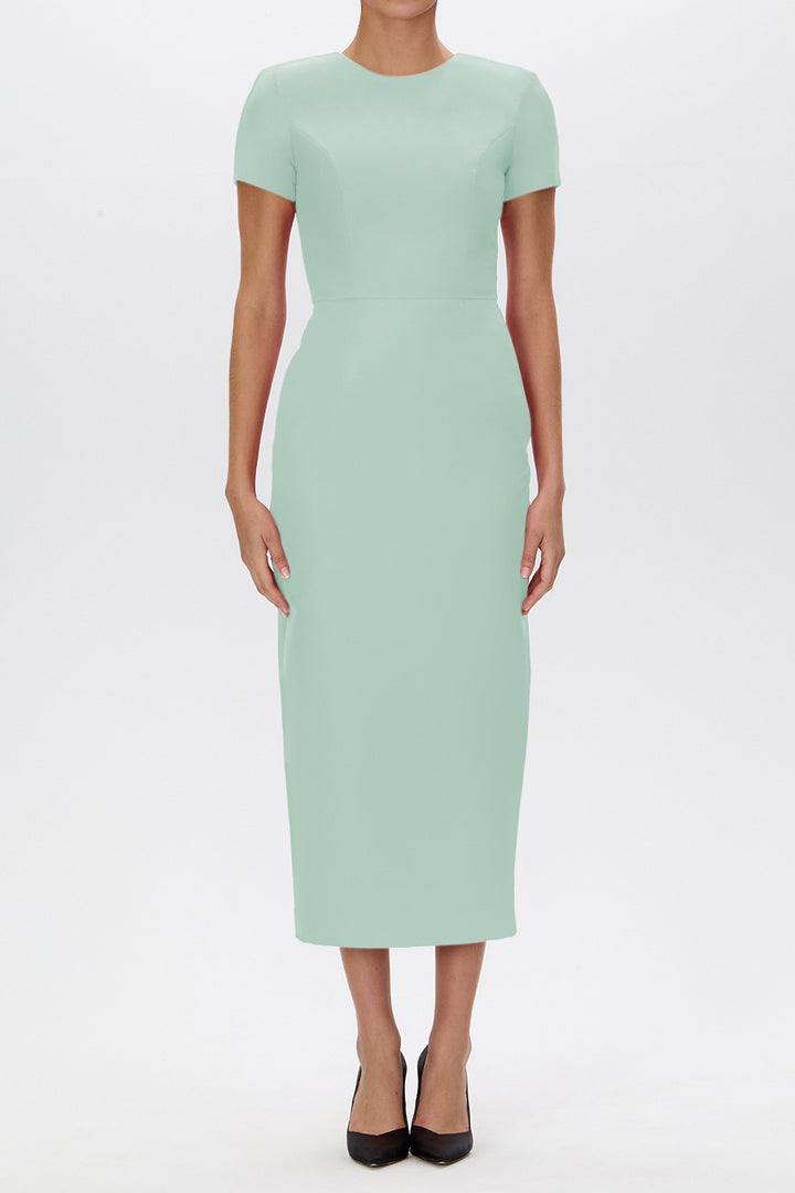 Claudia Silk Faille Midi Dress with Bow Belt