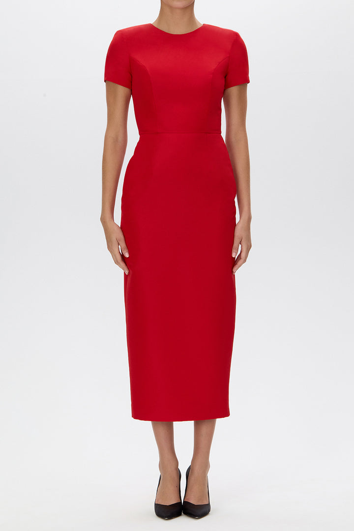 Claudia Silk Faille Midi Dress with Mid-Length Bow Convertible Skirt