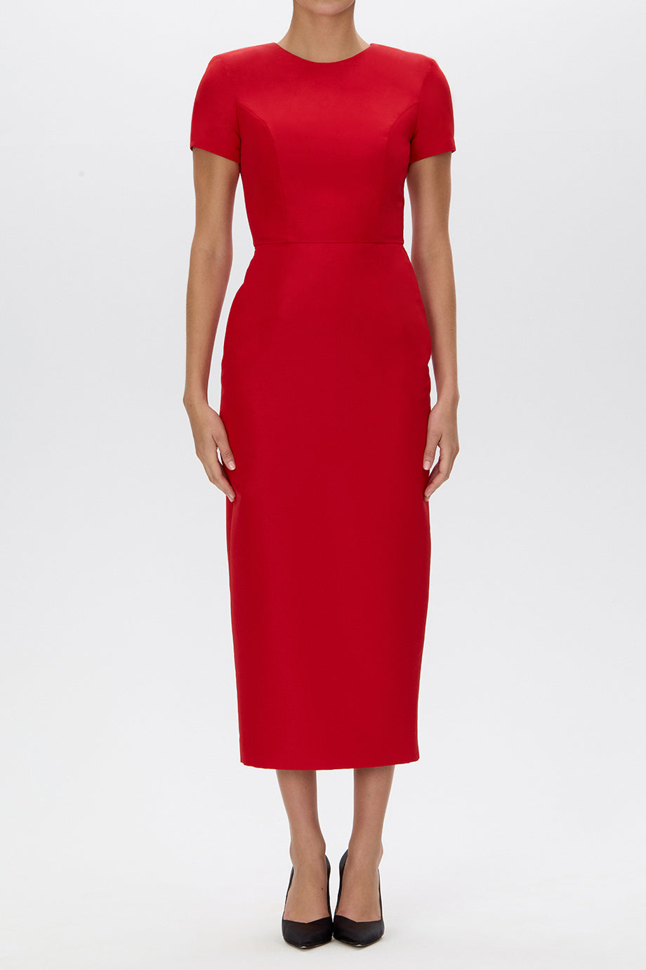 Claudia Silk Faille Midi Dress with Bow Belt