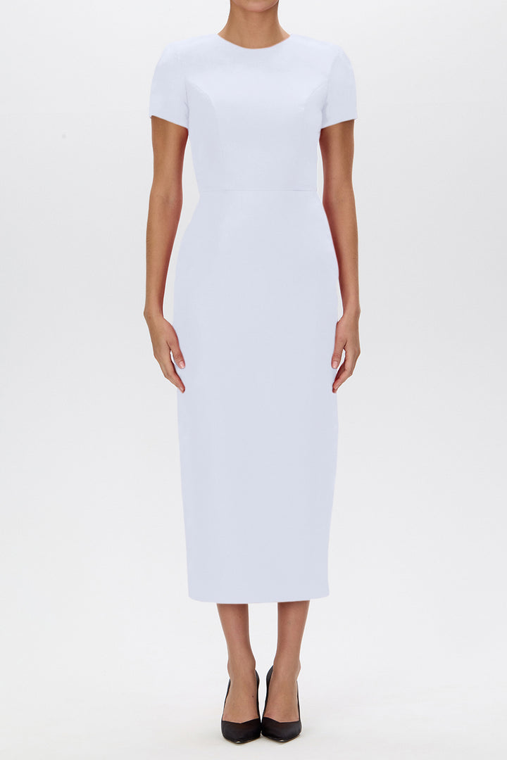 Claudia Silk Faille Midi Dress with Bow Belt