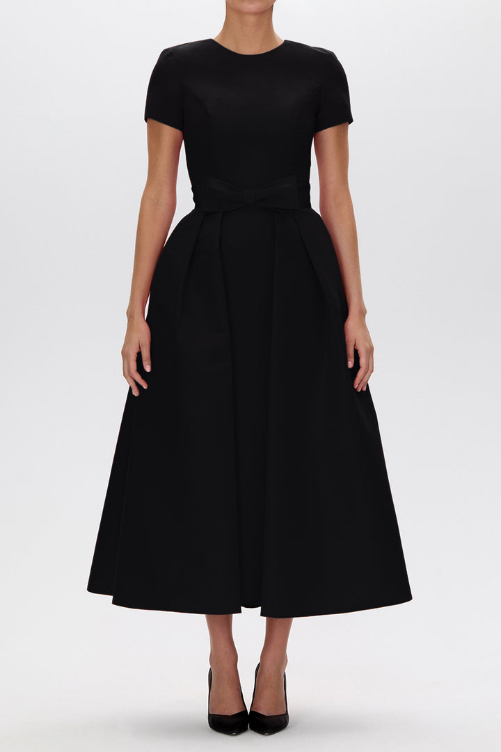 Silk Faille Mid-Length Bow Convertible Skirt