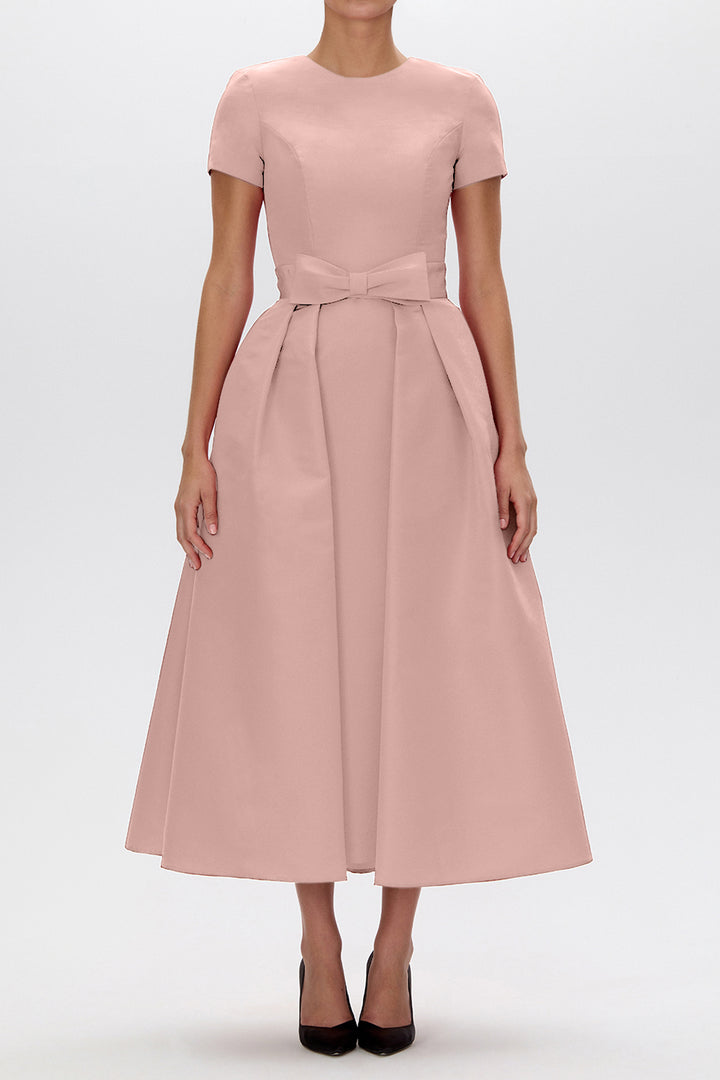 Silk Faille Mid-Length Bow Convertible Skirt