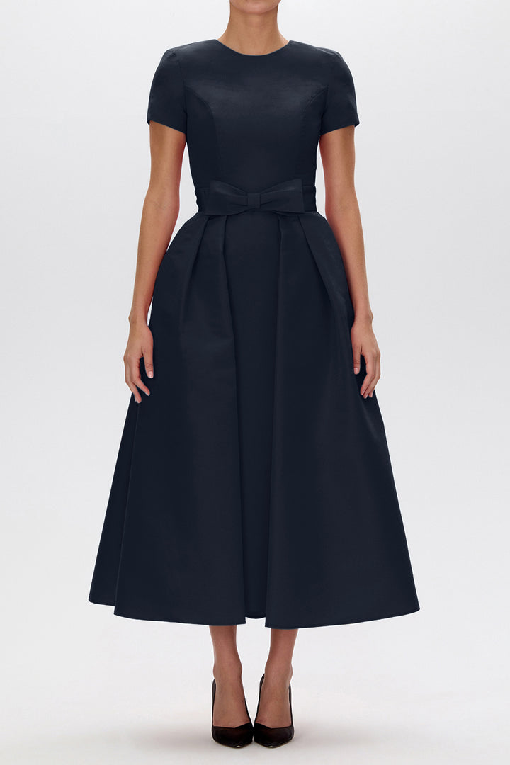 Silk Faille Mid-Length Bow Convertible Skirt