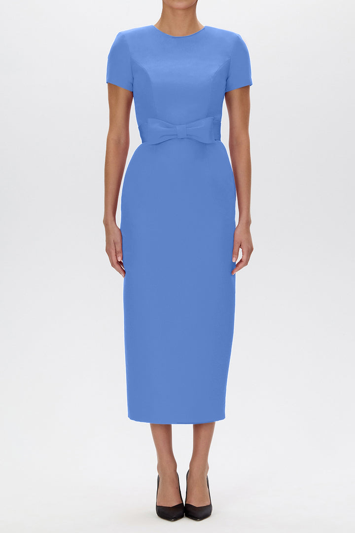 Claudia Silk Faille Midi Dress with Bow Belt