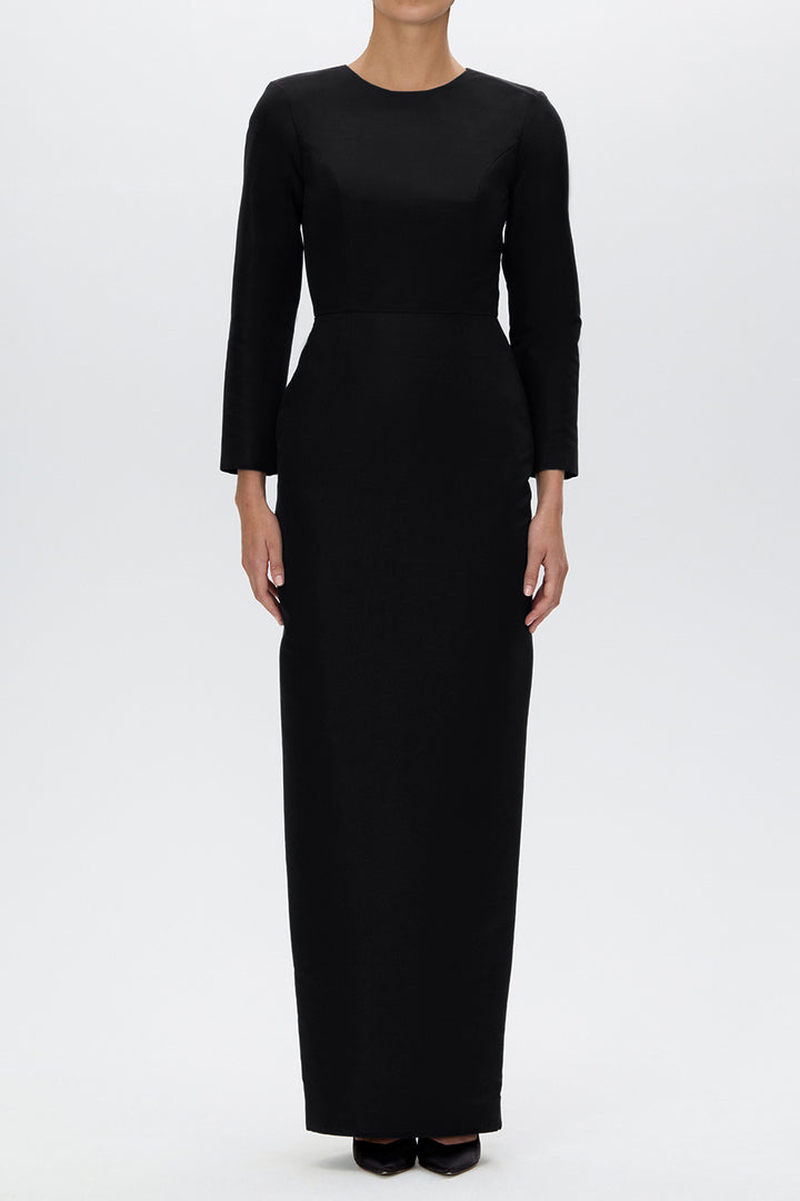 Cristina Silk Faille Column Gown with Bow Convertible Skirt