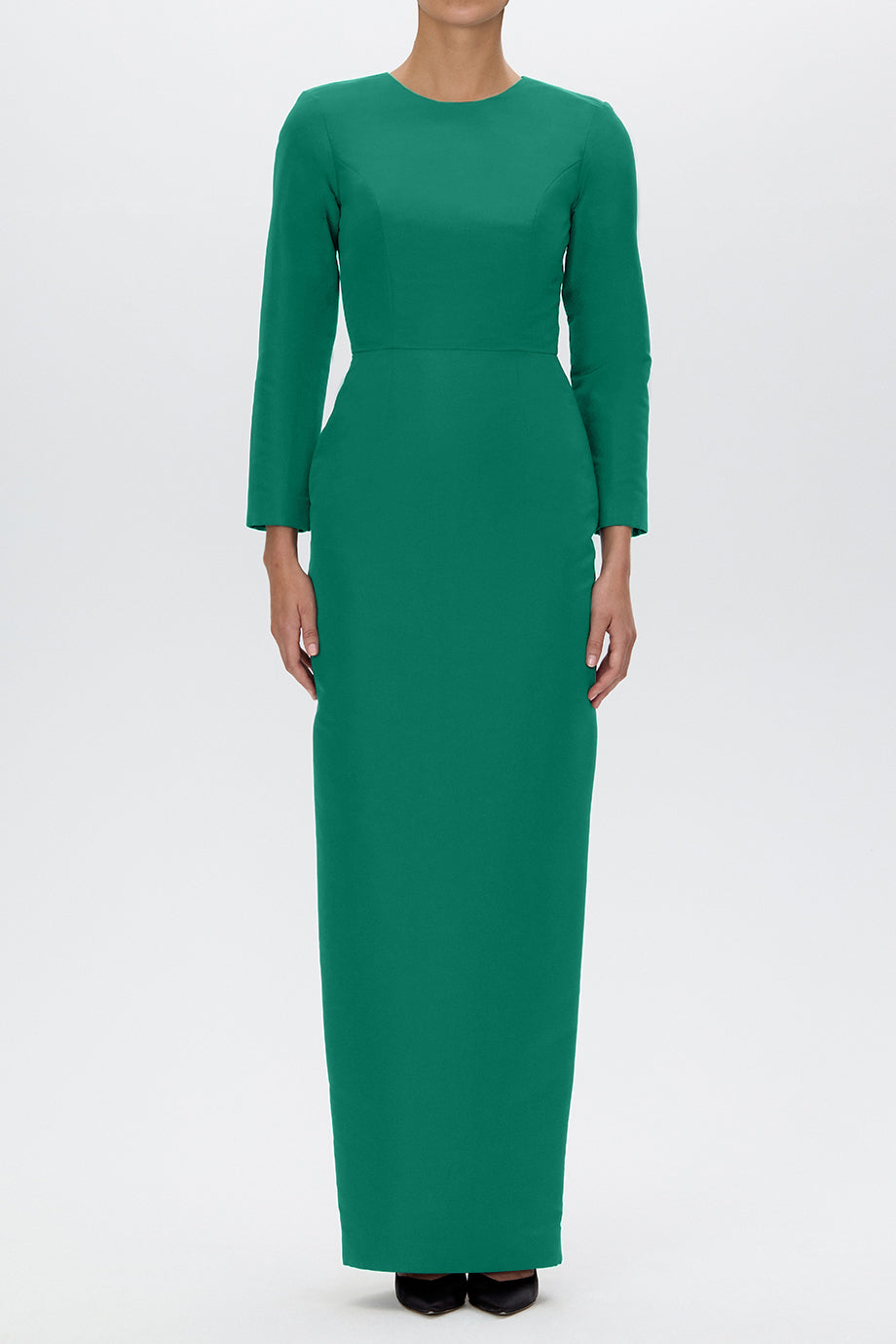 Cristina Silk Faille Column Gown with Bow Belt