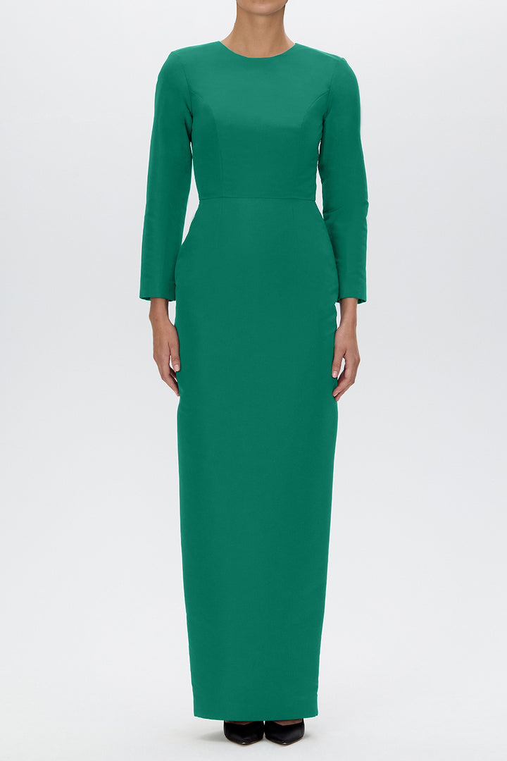 Cristina Silk Faille Column Gown with Bow Convertible Skirt