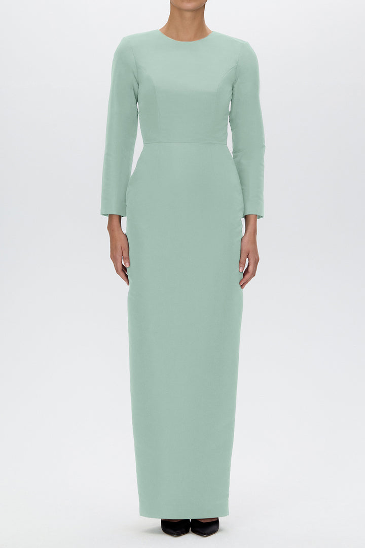 Cristina Silk Faille Column Gown with Bow Convertible Skirt