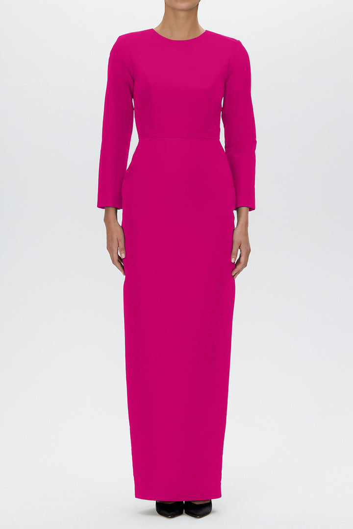 Cristina Silk Faille Column Gown with Bow Belt