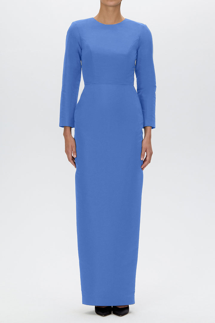 Cristina Silk Faille Column Gown with Bow Convertible Skirt