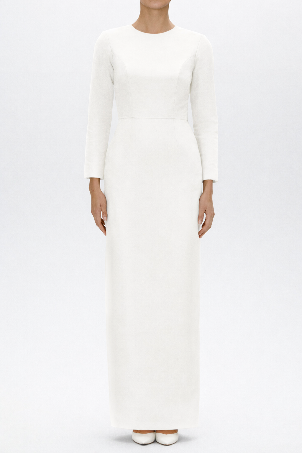 Cristina Silk Faille Column Gown with Bow Belt