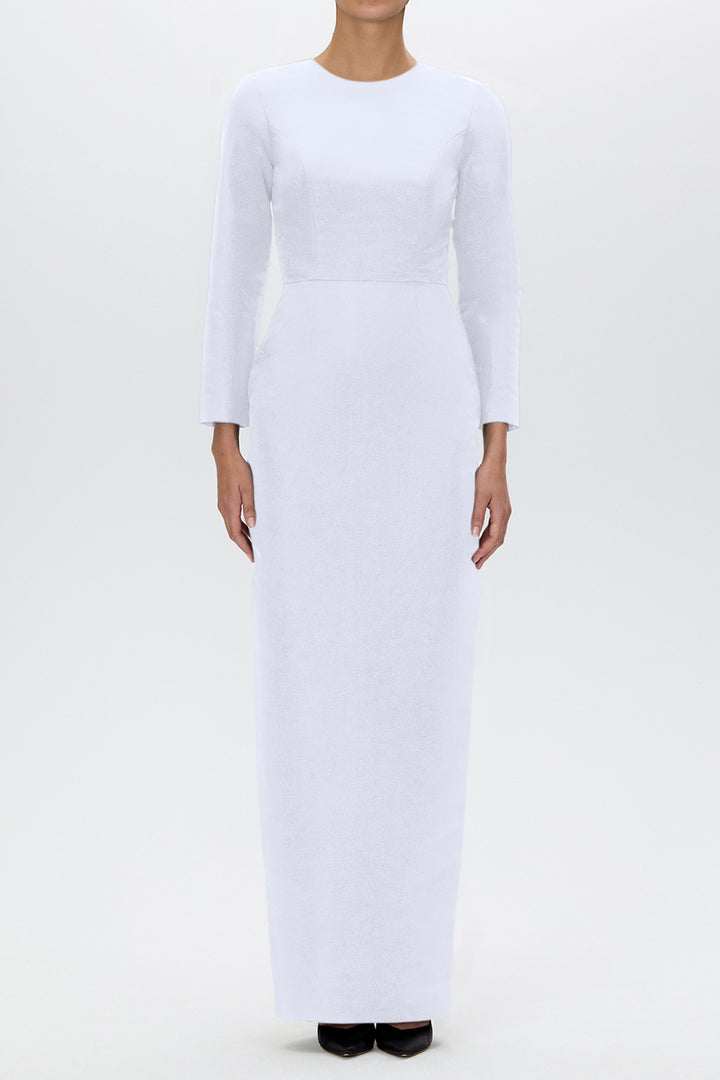 Cristina Silk Faille Column Gown with Bow Belt