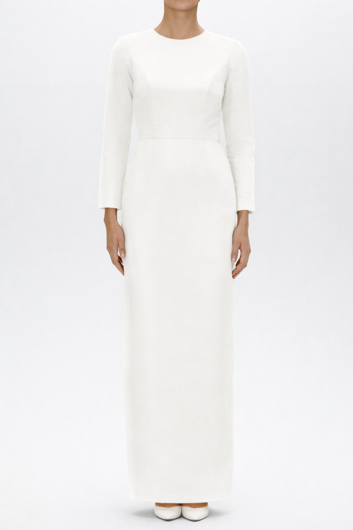 Cristina Silk Faille Column Gown with Bow Convertible Skirt