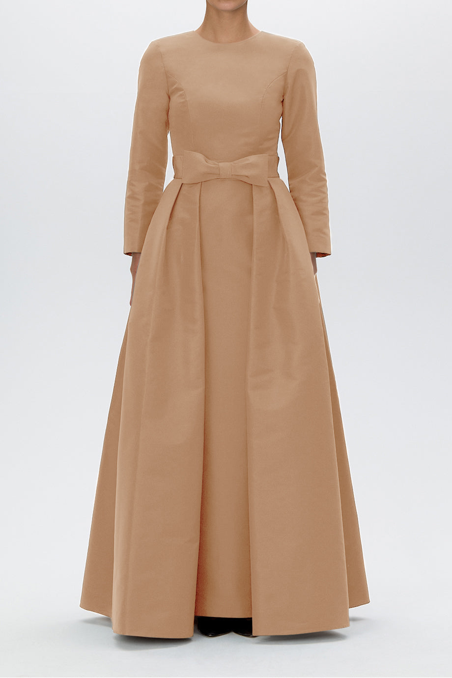 Cristina Silk Faille Column Gown with Bow Convertible Skirt