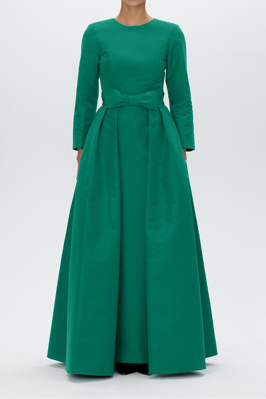 Cristina Silk Faille Column Gown with Bow Convertible Skirt