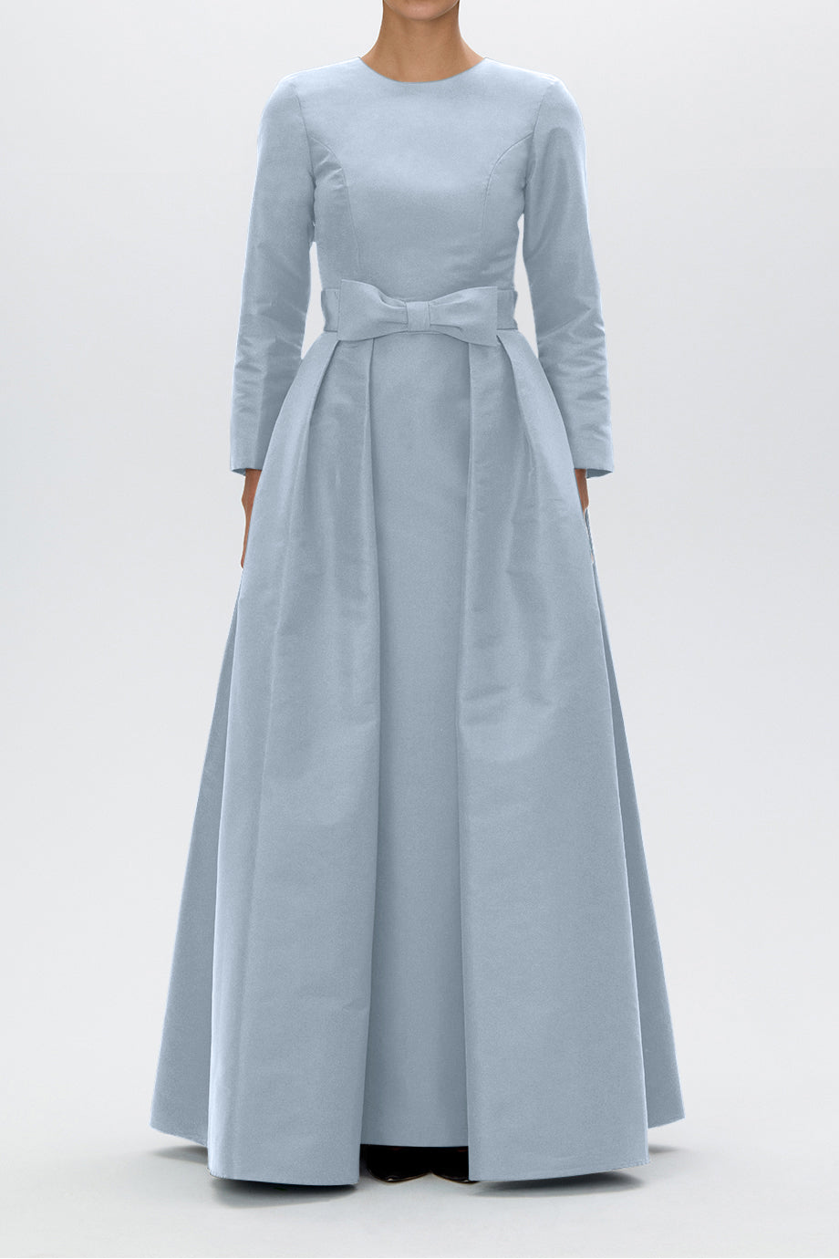 Cristina Silk Faille Column Gown with Bow Convertible Skirt