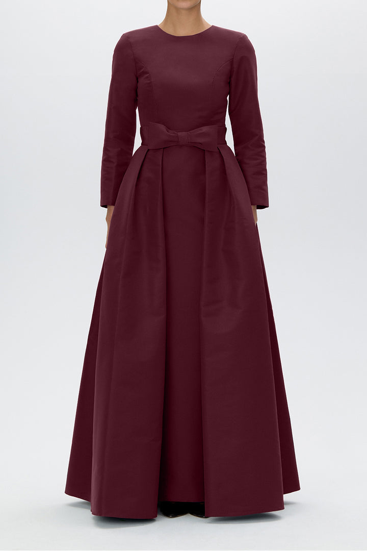 Cristina Silk Faille Column Gown with Bow Convertible Skirt