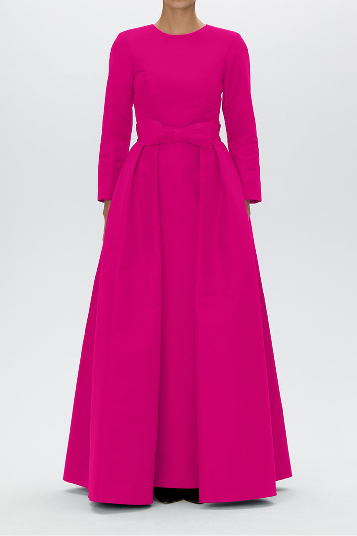 Cristina Silk Faille Column Gown with Bow Convertible Skirt
