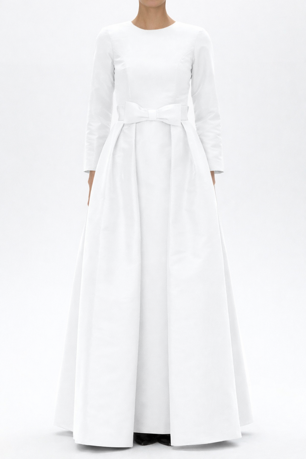 Cristina Silk Faille Column Gown with Bow Convertible Skirt