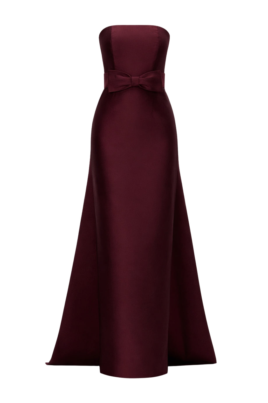 Eliza Silk and Wool Column Gown with Detachable Bow Train