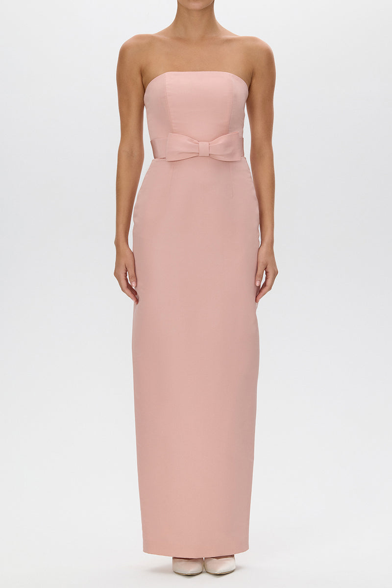 Elizabeth Silk Faille Column Gown with Bow Belt