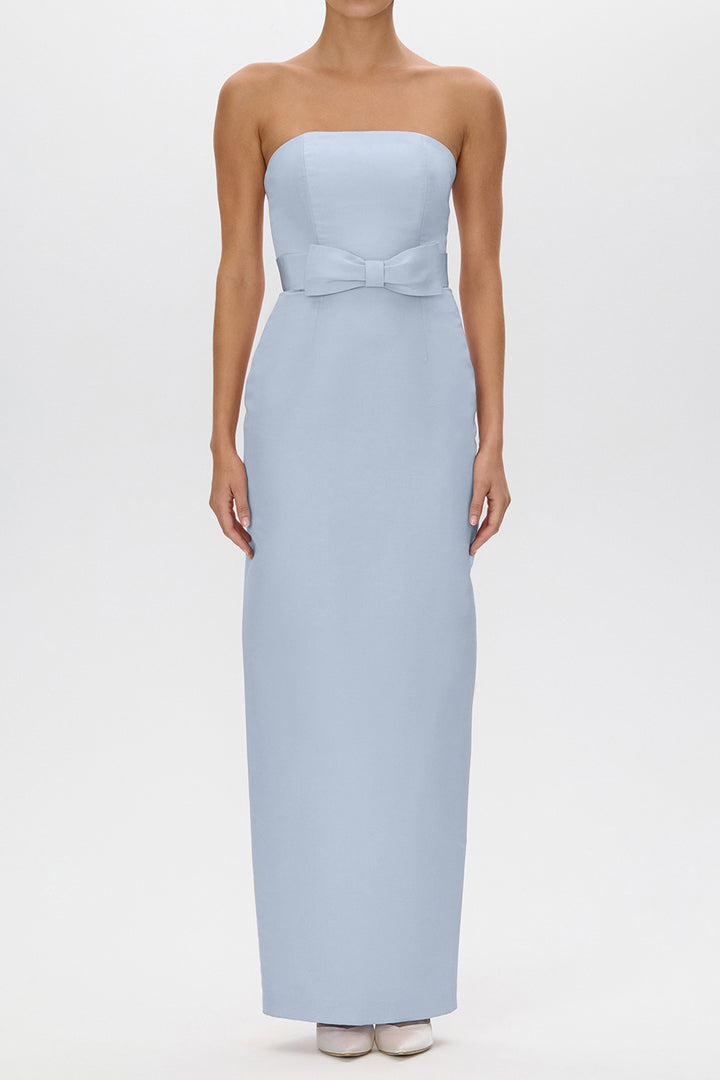 Elizabeth Silk Faille Strapless Column Gown with Bow Belt
