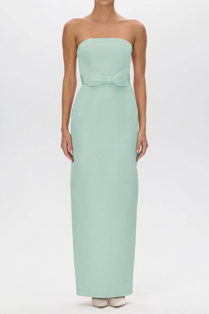 Elizabeth Silk Faille Strapless Column Gown with Bow Belt