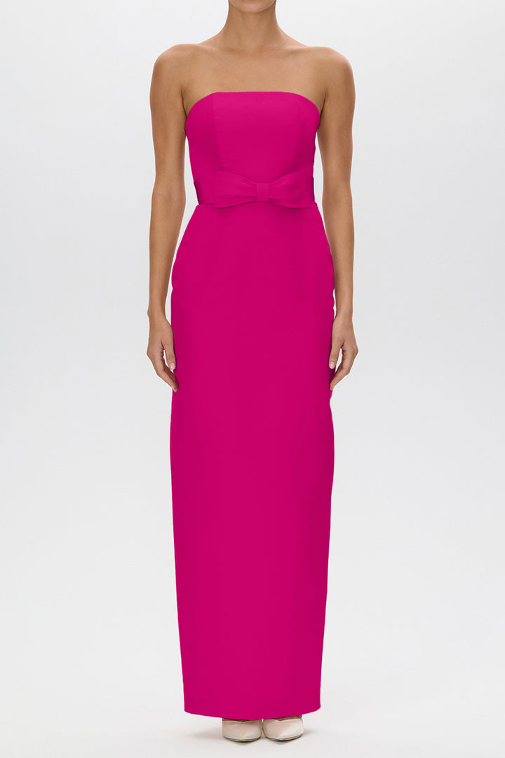 Elizabeth Silk Faille Strapless Column Gown with Bow Belt