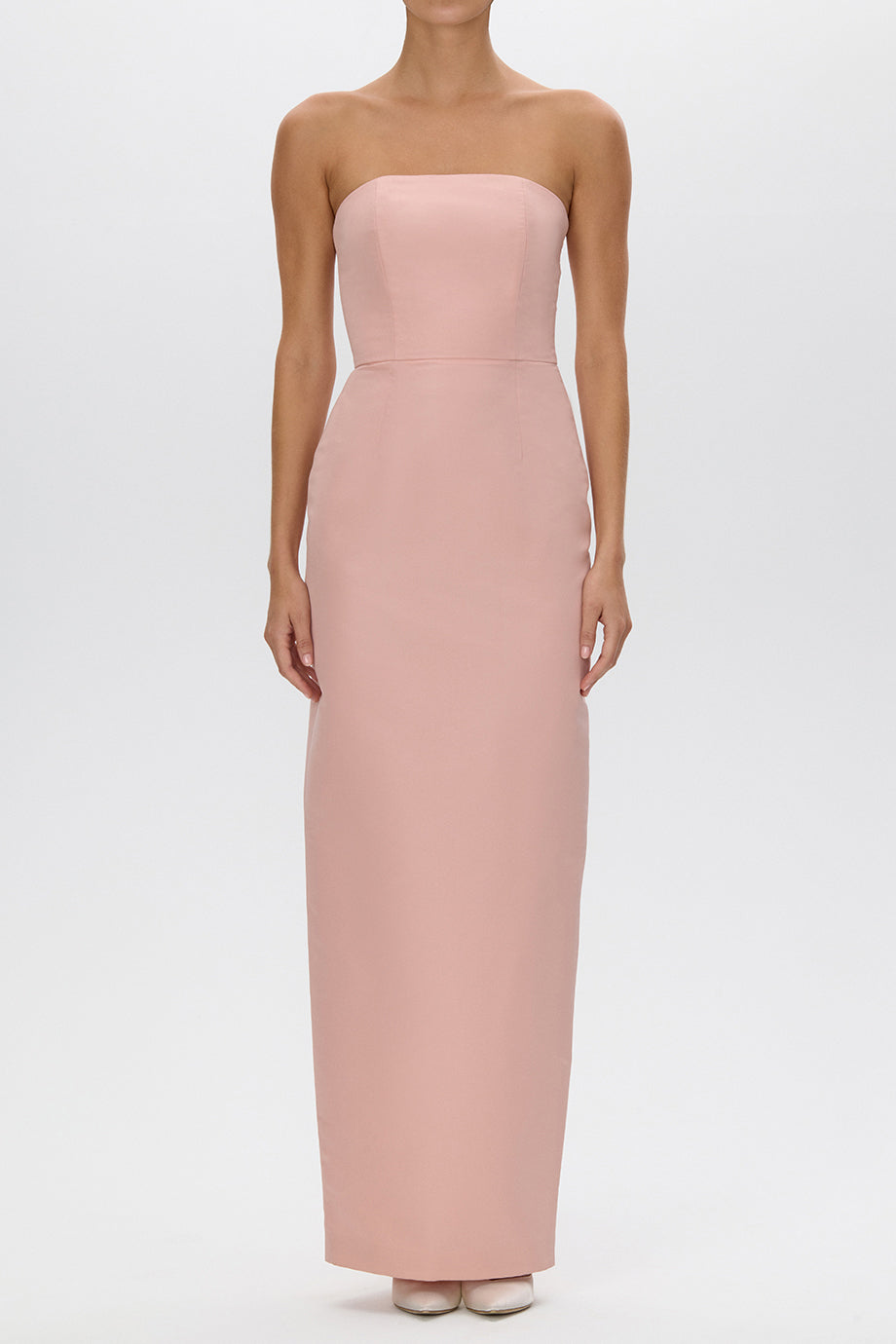 Elizabeth Silk Faille Strapless Column Gown with Bow Belt