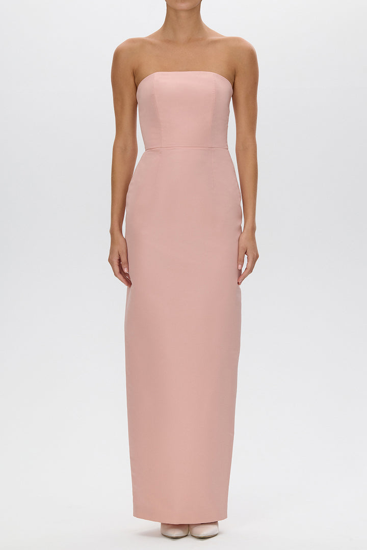 Elizabeth Silk Faille Strapless Column Gown with Bow Belt