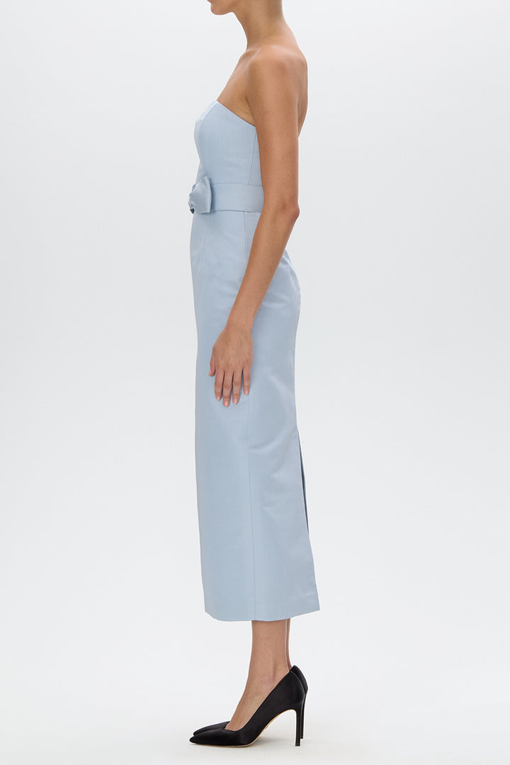 Elizabeth Silk Faille Midi Dress with Bow Belt