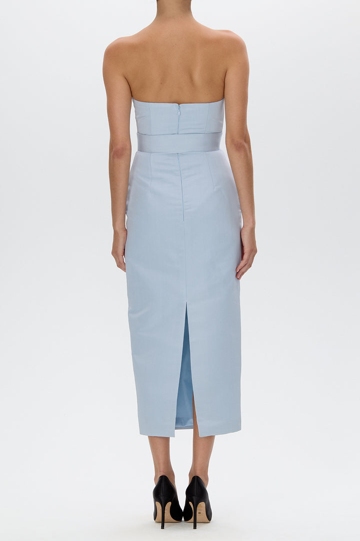 Elizabeth Silk Faille Midi Dress with Bow Belt