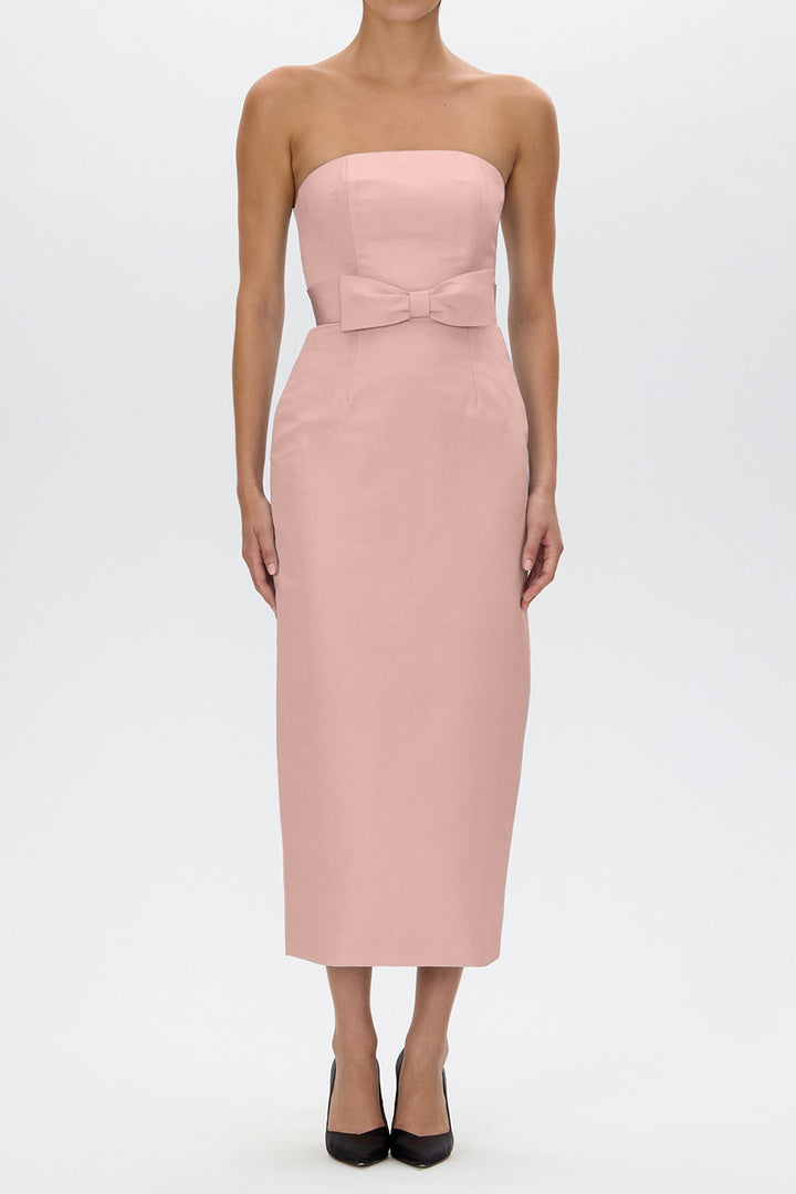 Elizabeth Silk Faille Midi Dress with Bow Belt