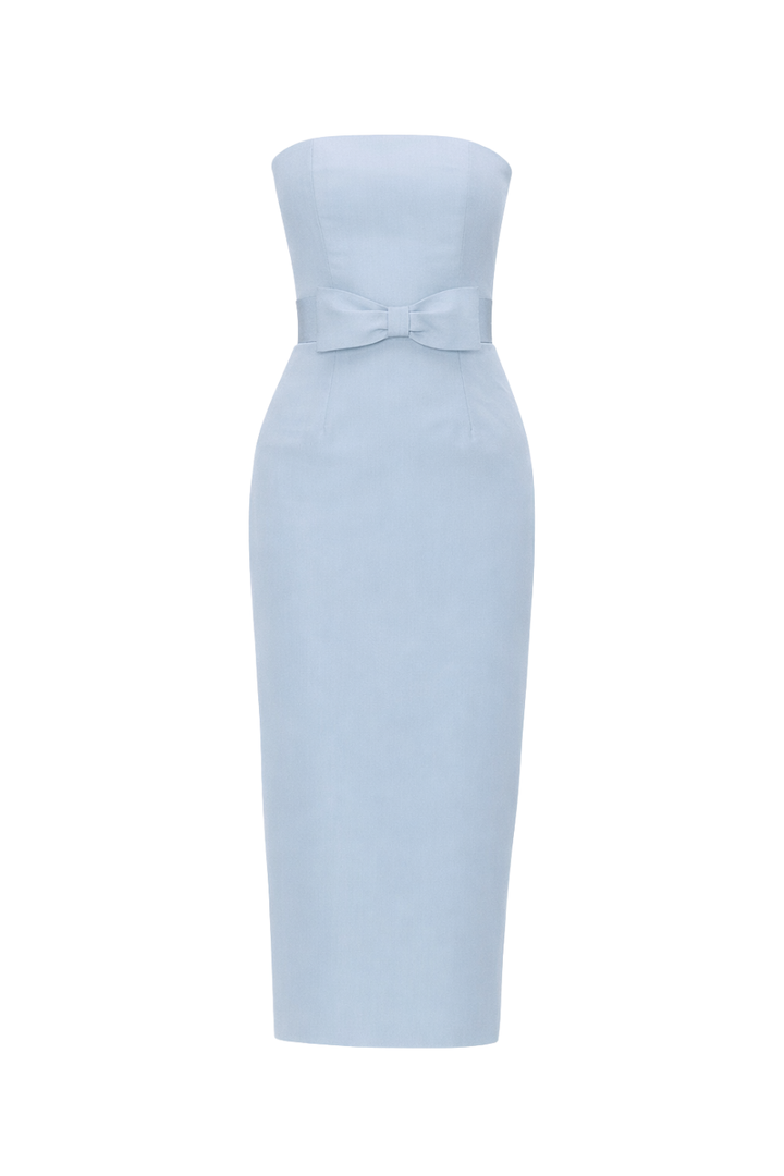 Elizabeth Silk Faille Midi Dress with Bow Belt