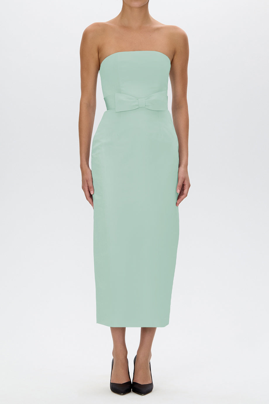 Elizabeth Silk Faille Midi Dress with Bow Belt