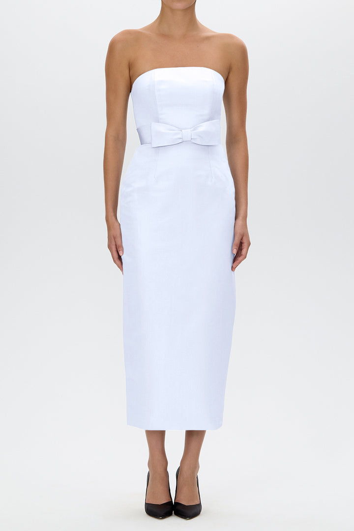 Elizabeth Silk Faille Midi Dress with Bow Belt