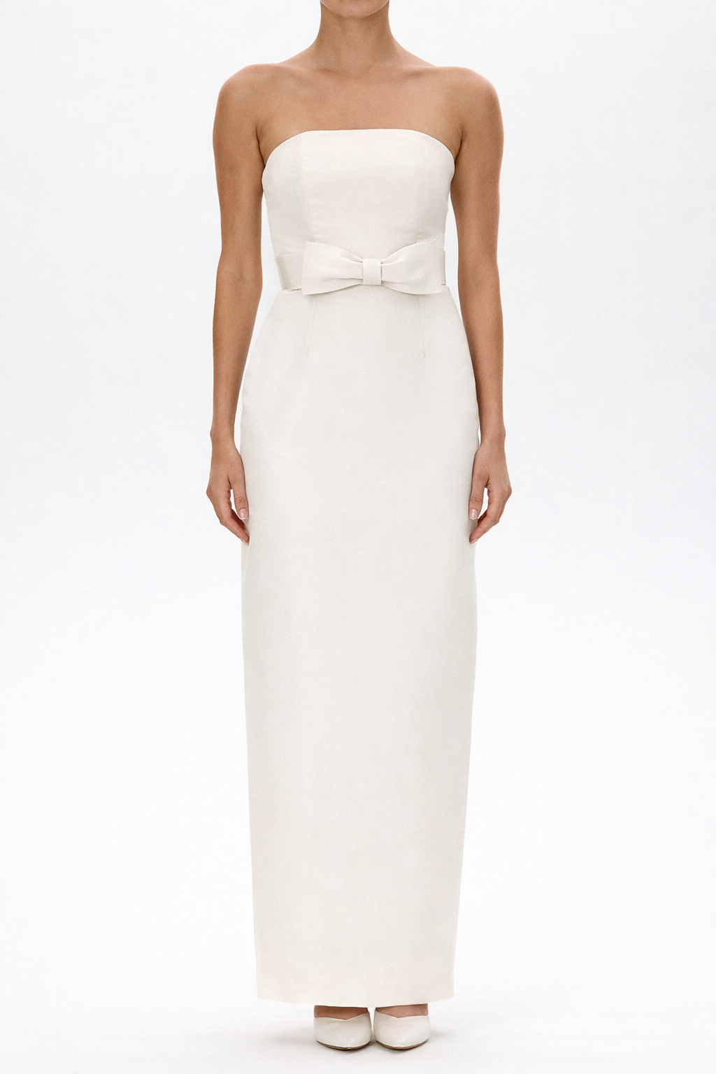 Elizabeth Silk Faille Column Gown with Bow Belt