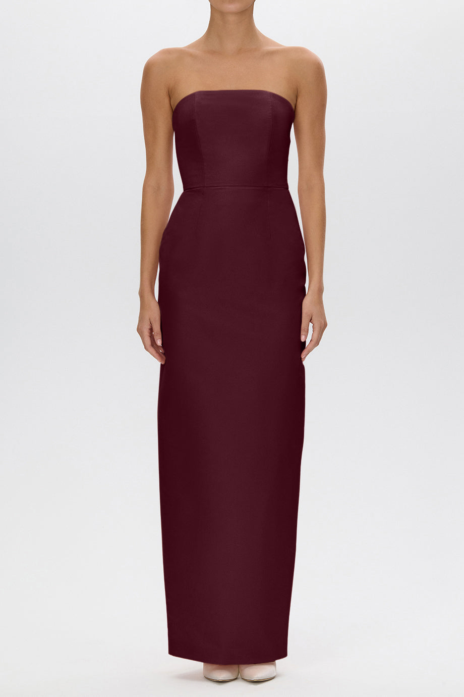 Elizabeth Silk Faille Strapless Column Gown with Bow Belt