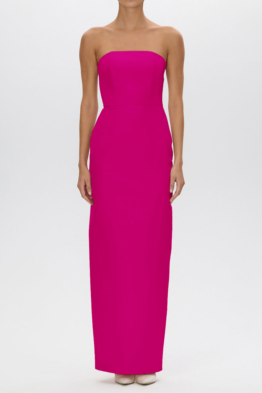 Leonore Silk Faille Column Gown with Detachable Bow Train