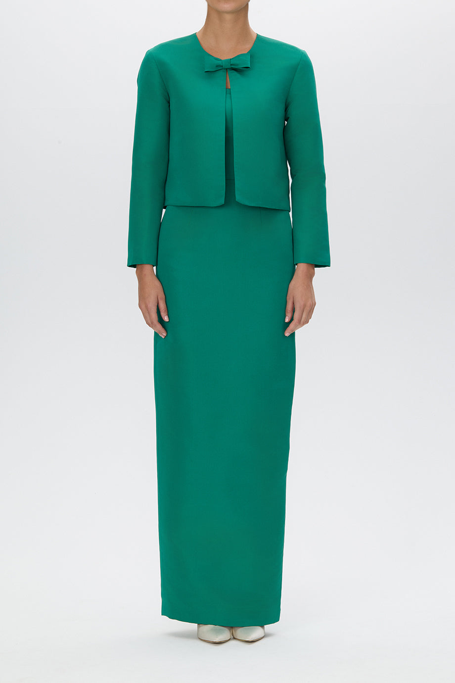 Emilie Silk Faille Bow Jacket