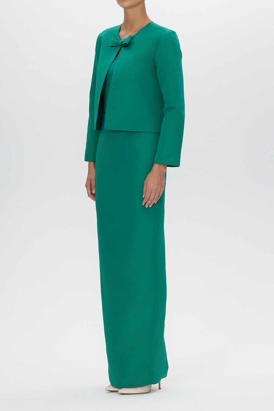 Emilie Silk Faille Bow Jacket