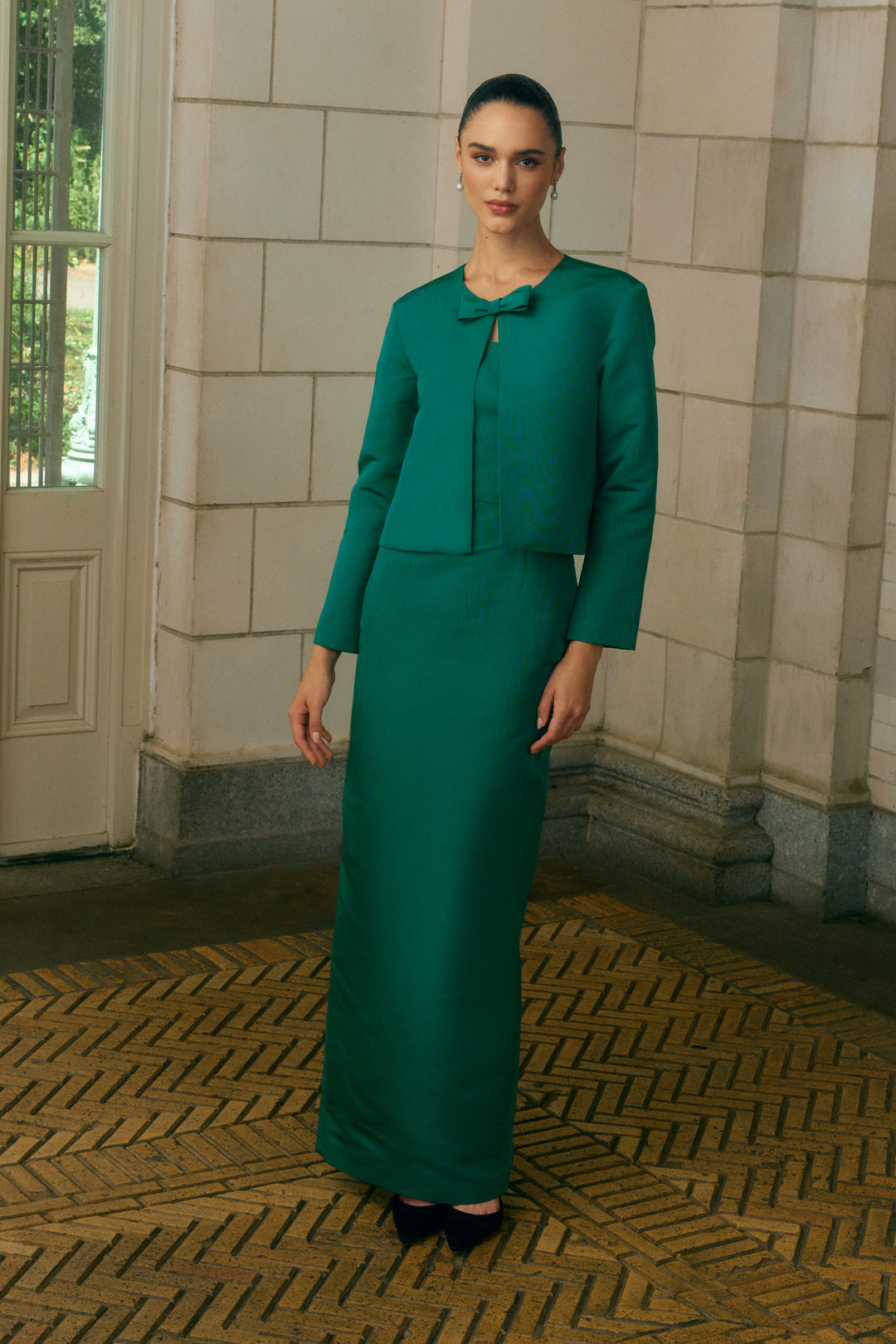 Emilie Silk Faille Bow Jacket