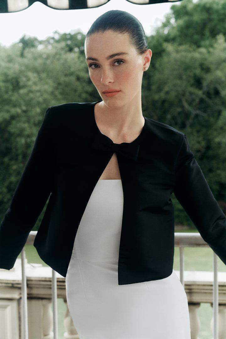 Emilie Silk Faille Bow Jacket