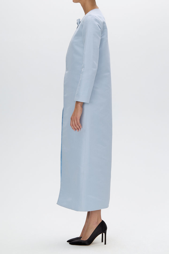 Jackie Silk Faille Bow Mid-Length Coat