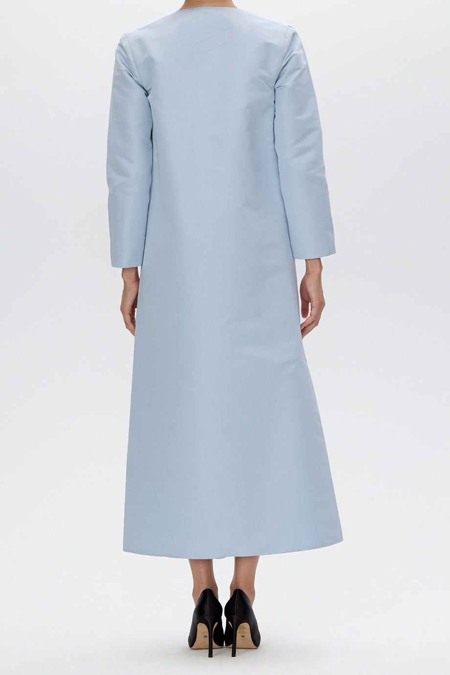 Jackie Silk Faille Bow Mid-Length Coat