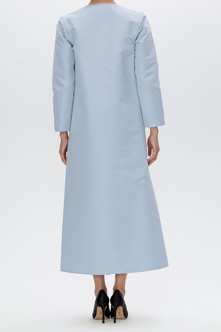 Jackie Silk Faille Bow Mid-Length Coat