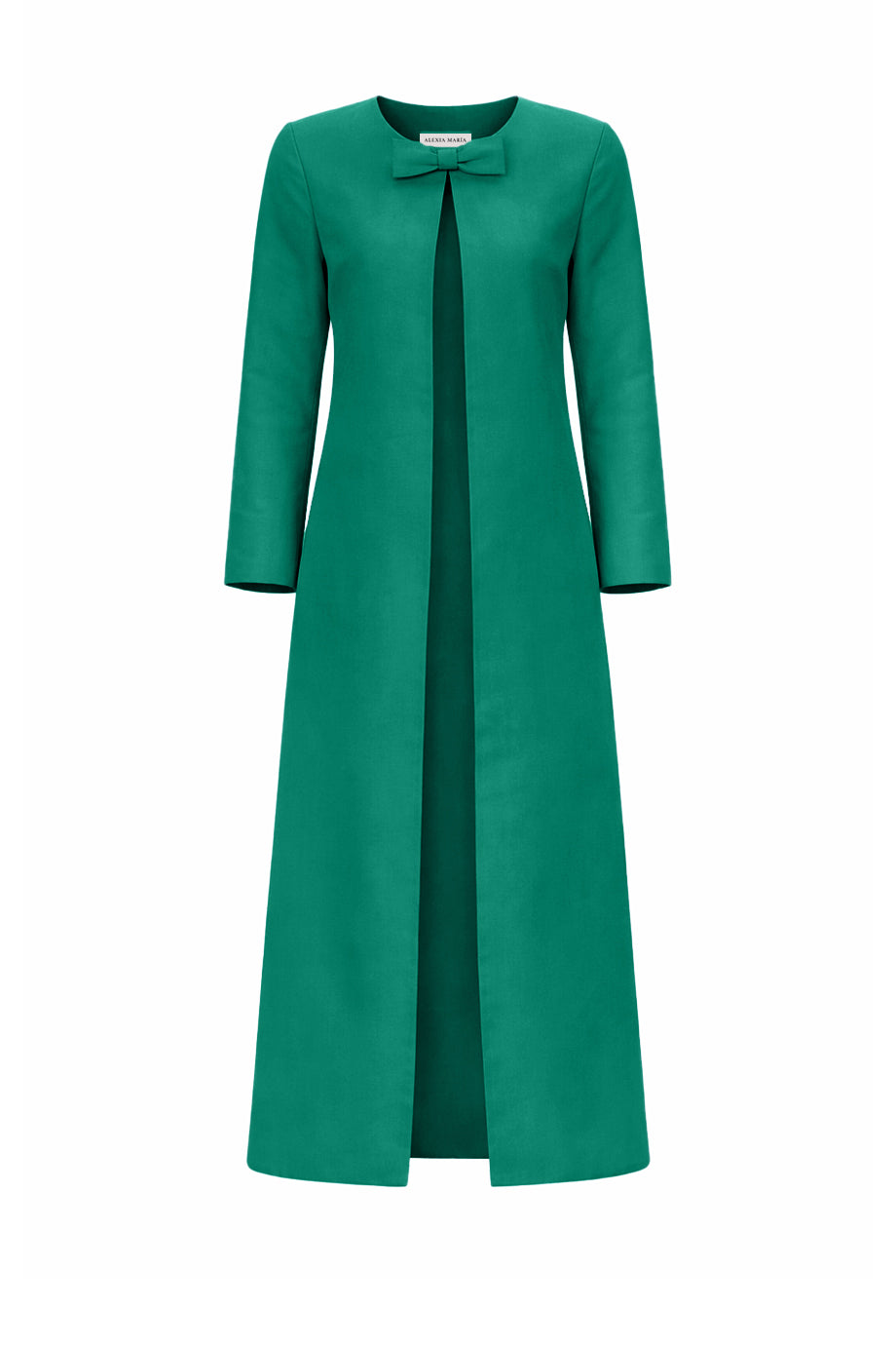 Jackie Silk Faille Bow Mid-Length Coat