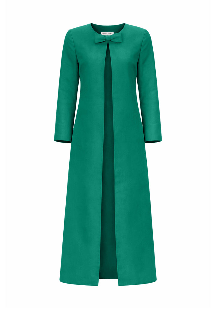 Jackie Silk Faille Bow Mid-Length Coat