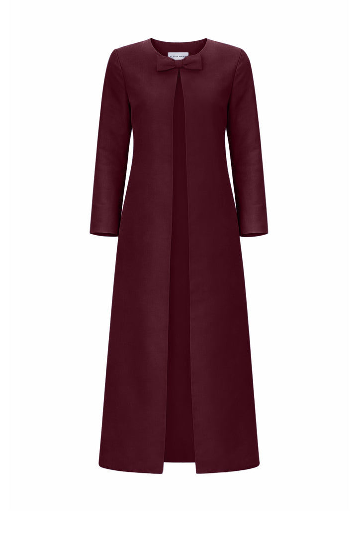 Jackie Silk Faille Bow Mid-Length Coat